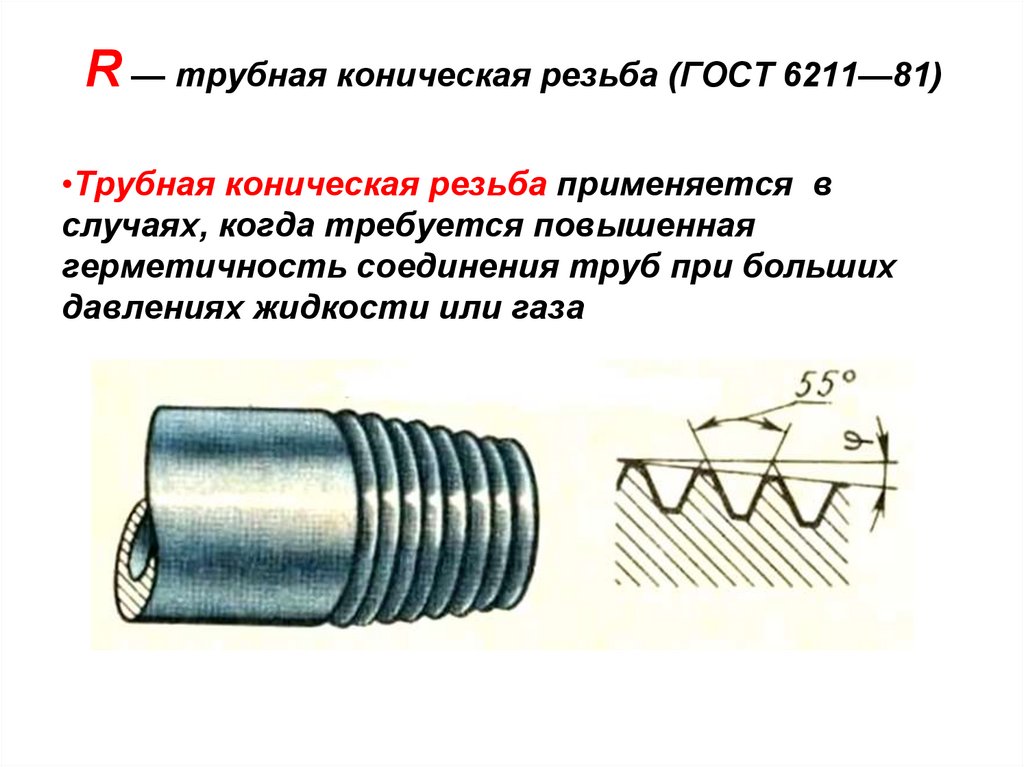 Чертеж конусной резьбы