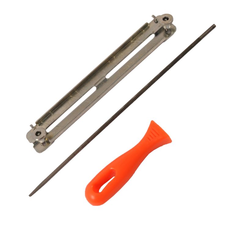 Устройства для заточки цепей бензопил: приспособления для ручной заточки и другие инструменты для пильных цепей