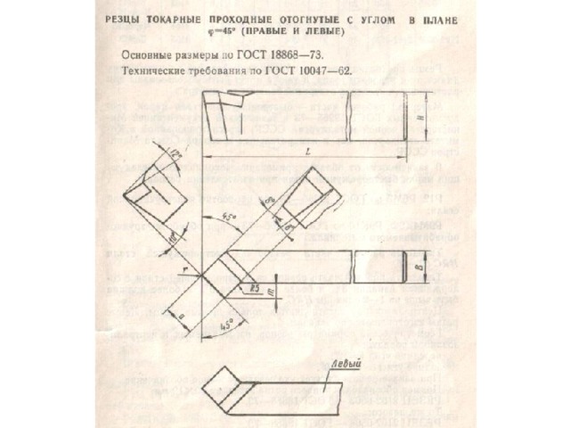 Проходной резец эскиз