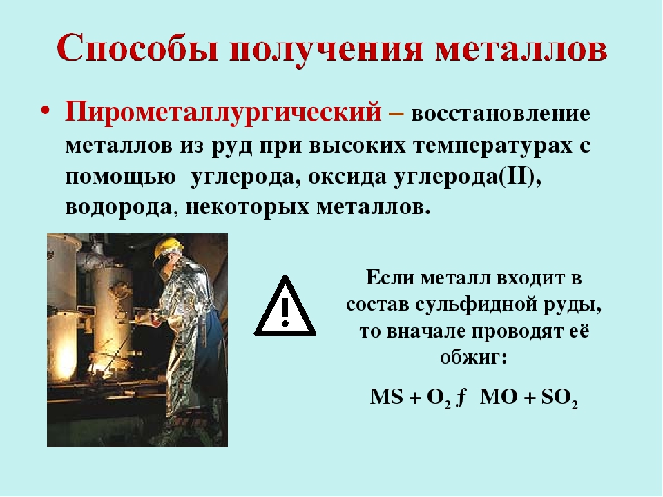 4.2.1. понятие о металлургии: общие способы получения металлов.