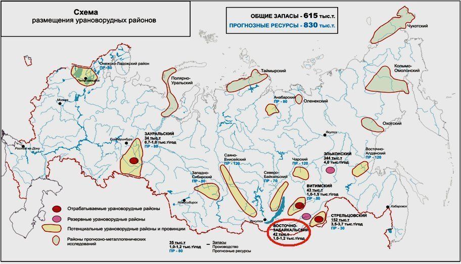 Основные данные о добыче урана в россии и в мире
