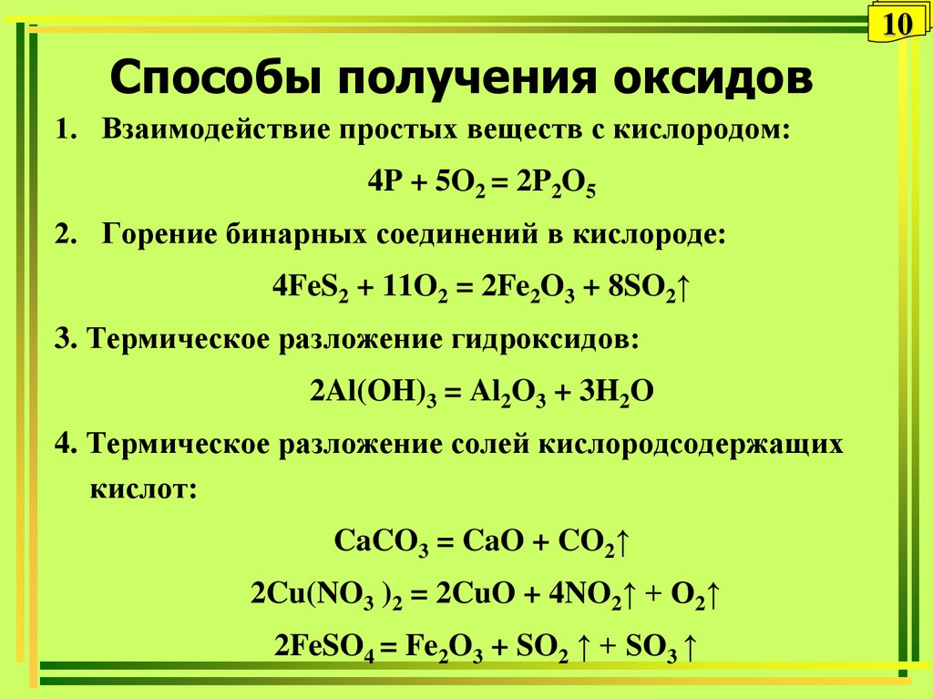 Напишите уравнения реакций получения оксидов из простых веществ по схемам ca cao