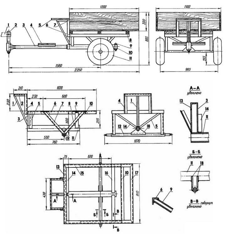 Чертежи на прицеп