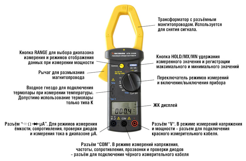 Схема клещей токоизмерительных клещей