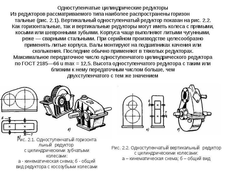 Схемы редукторов различных типов