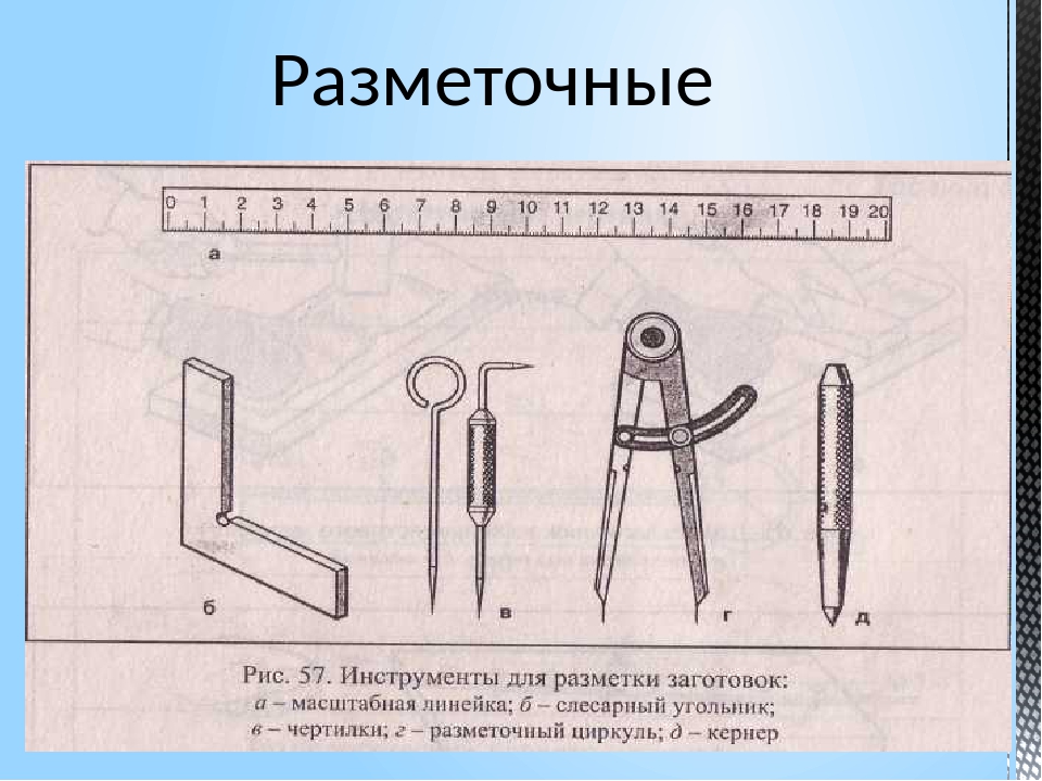 Перечислите название изображенных на рисунке инструментов слесарное дело