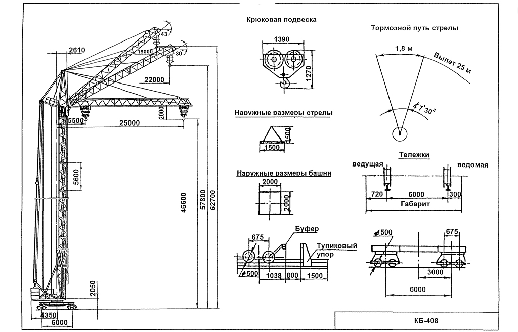 Башенные строительные краны характеристики - схемы грузоподъемность