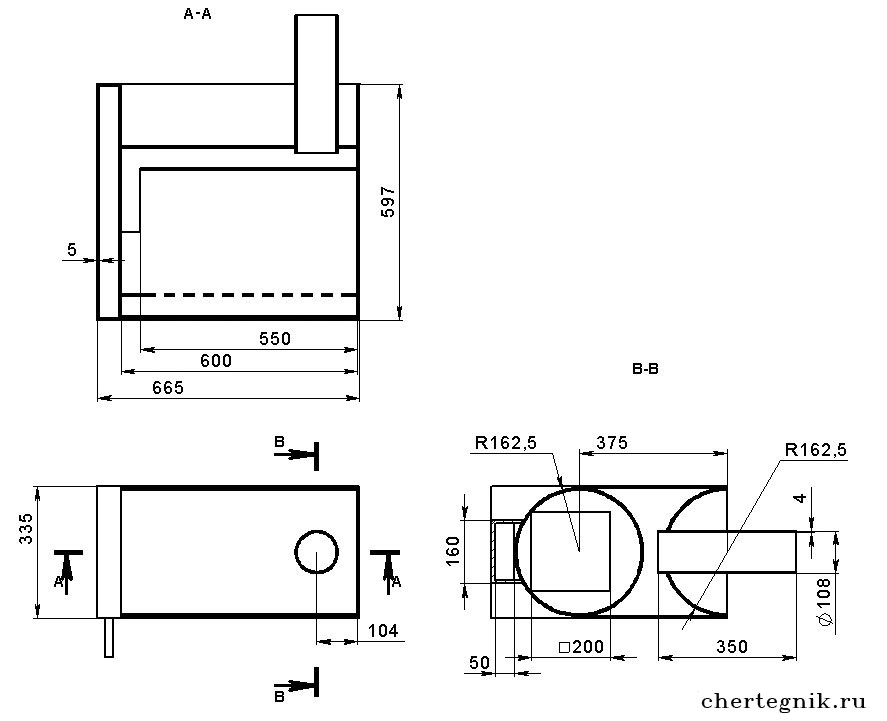 Печь банная размеры чертеж