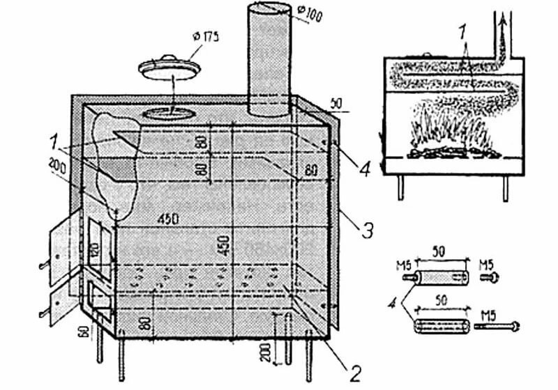 Печь буржуйка чертежи