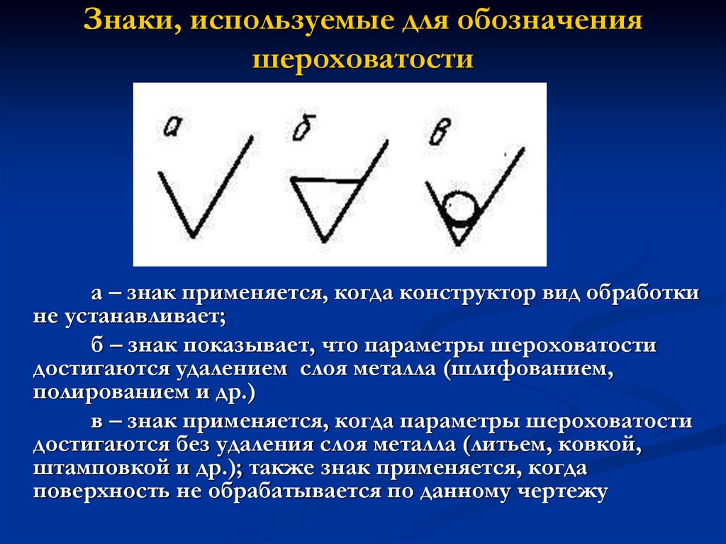 Значок шероховатости на чертеже